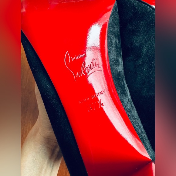 Auth Christian Louboutin Suede Stretch Mid  Gena 85 Boots . Eu 37.5 US 7.5 - Picture 16 of 17